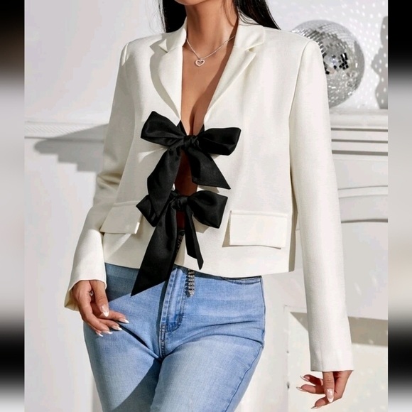 Bow Front Lapel Collar Blazer - Picture 1 of 4